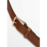 Пояс WITH SQUARE BUCKLE Massimo Dutti, коричневый - фото