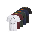 Футболка Jack & Jones 5er Pack, цвет weiß/blau/schwarz/rot/grün - фото