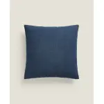 Однотонный хлопковый чехол на подушку Zara Home, средне-синий - фото 3