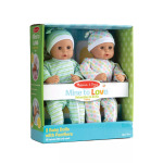 Melissa & Doug Mine to Love Twins Sebastian и Sofia 15-дюймовые куклы для мальчиков и девочек среднего тона кожи с комбинезонами, шапочками и соской Melissa & Doug - фото 3