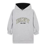 Dkny Kids платье с капюшоном и вышитым логотипом, серый - фото