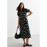 Дневное платье POLKA DOT PUFF SLEEVE MIDI  New Look, черный - фото