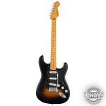 Squier 40th Anniversary Stratocaster, Vintage Edition, кленовый гриф, черная анодированная накладка, атласные широкие двухцветные солнечные лучи - фото 3