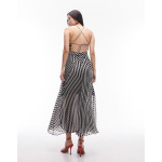 Платье Topshop Strapless Midi With Striped Pattern, черный/серовато-белый - фото 4