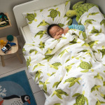 Постельное белье Ikea Blavingad Duvet Cover And Pillowcase Turtle Pattern, 150x200/50x60 см, зеленый/белый - фото 7