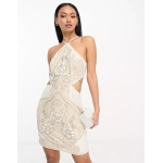 Платье Asos Design embellished halter with pearl detail, белый - фото