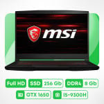 Игровой ноутбук MSI GF63 9SC, 15.6'', 8 ГБ/256 ГБ, i5-9300H, GTX 1650, черный, английская клавиатура - фото