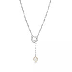 Колье Tiffany & Co. Open Heart Lariat, 7.5-8 мм, серебро/жемчуг - фото