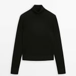 Свитер Massimo Dutti High Neck Knit, черный - фото