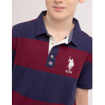 Футболка поло U.S. Polo Assn. Boys Rugby Stripe, бордовый - фото 4