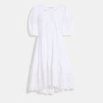 Платье Coach Outlet Broderie Anglaise Puff Sleeve In Organic Cotton, белый - фото