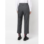 Thom Browne укороченные брюки из шерсти с полосками 4-Bar, серый - фото 4