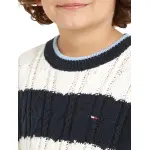 Вязаный свитер Tommy Hilfiger "COLORBLOCK CABLE REGULAR SWEATER", детский до 16 лет, с вышивкой логотипа, цвет Desert Sky / Ancient White Stripes - фото 3