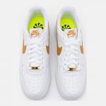 White nike air force 1 with gold online