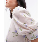 Платье Topshop Mini With Boat Neckline In Vintage Style Floral Pattern, мультиколор - фото 4