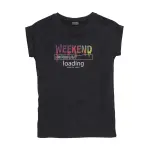 KIDSWORLD Футболка "WEEKEND loading...пожалуйста, подождите", в более повседневном стиле, цвета радуги разные, черный - фото 2