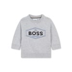 BOSS Kidswear джемпер вязки интарсия с логотипом, серый - фото