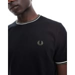 Fred Perry – черная футболка с двойной декоративной окантовкой - фото 3