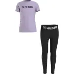 Пижамы Calvin Klein Underwear "KNIT PJ SET (SS+LEGGING)" (2 шт.), со слегка прозрачными вставками для ног, черный - фото