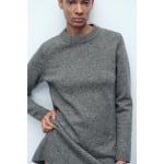 Короткое мягкое трикотажное платье ZARA, серый мергель - фото 2