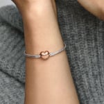 Браслет Pandora Moments Heart Clasp Snake Chain, серебро/розовое золото - фото 3