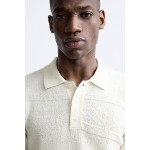 Zara Wavy Knit Polo Shirt, Oyster-white - фото 8