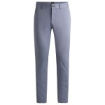 Брюки Boss Slim-fit In Stretch-cotton Satin, темно-синий - фото