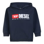 Темно-синяя толстовка с капюшоном и логотипом Diesel, синий - фото 2