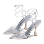 Туфли Stuart Weitzman Glam Xcurve 110 Wrap Pump, цвет Clear/Silver/Clear Aurora - фото