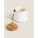 Сахарница Zara Home Ceramic Sugar Bowl With Wooden Lid, белый - фото 2