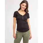 Футболка U.S. Polo Assn. Rhinestone Button Sleeve Henley, черный - фото