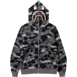 Худи BAPE Grid Camo Shark Full Zip. черный - фото