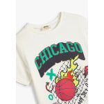 Футболка с принтом SHORT SLEEVE CREW NECK BASKETBALL THEMED PRINTED DETAIL Koton, бежевый - фото