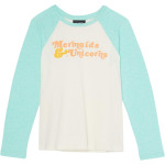 Рубашка Tiny Whales Mermaids and Unicorns Two-Tone Raglan Shirt, цвет Natural/Mint - фото