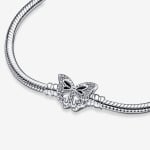 Браслет Pandora Moments Butterfly Clasp Snake Chain, серебро - фото 3