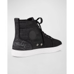 Мужские высокие кроссовки Louis Denim Fun Christian Louboutin, цвет Black-Black - фото 4