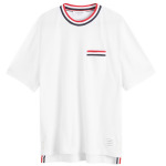 Футболка Thom Browne Stripe Tipped Textured T-Shirt, белый - фото