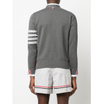 Thom Browne 4-Bar Stripe V-neck cardigan, серый - фото 4