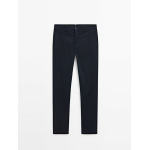 Брюки Massimo Dutti Tapered Fit Cotton, темно-синий - фото