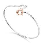 Браслет Tiffany & Co. Elsa Peretti Double Open Heart, серебро/розовое золото - фото 2