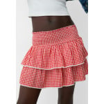 Юбка-колокольчик GINGHAM CHECK WITH RUFFLES Bershka, красный - фото