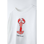 Футболка Zara Summer Camp Embroidered Lobster, белый - фото 3