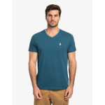 Футболка U.S. Polo Assn. Tipped V-neck Jersey, бирюзовый - фото