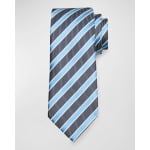 Мужской жаккардовый галстук в полоску в рамке ZEGNA, цвет Bright Blue Stripe - фото