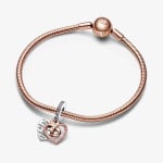 Шарм-подвеска Pandora Moments Two-tone Infinity Heart Double, серебро/розовое золото/розовый - фото 3