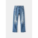 Джинсы узкого кроя Ripped Paint Splatter Bershka, цвет blue denim - фото 5