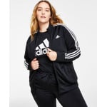 Женская спортивная куртка из трикотажа с 3 полосками, xs-4x adidas, черный - фото 6