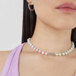 Колье-чокер Tous Multicolored Nylon Cultured Pearls Logo, серебро/жемчуг - фото 4