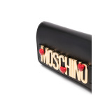 Moschino мини-кожаная сумка с логотипом и надписями, черный - фото 4