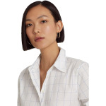 Рубашка LAUREN Ralph Lauren Petite Windowpane Cotton Broadcloth Shirt, белый - фото 3